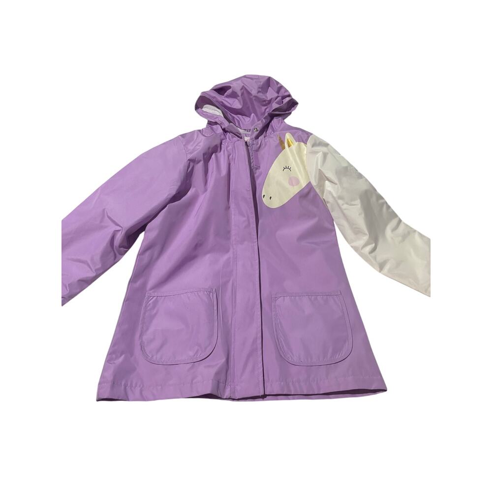 Carters L 6x  lavender unicorn hooded front zip lightweight jacket worn once euc